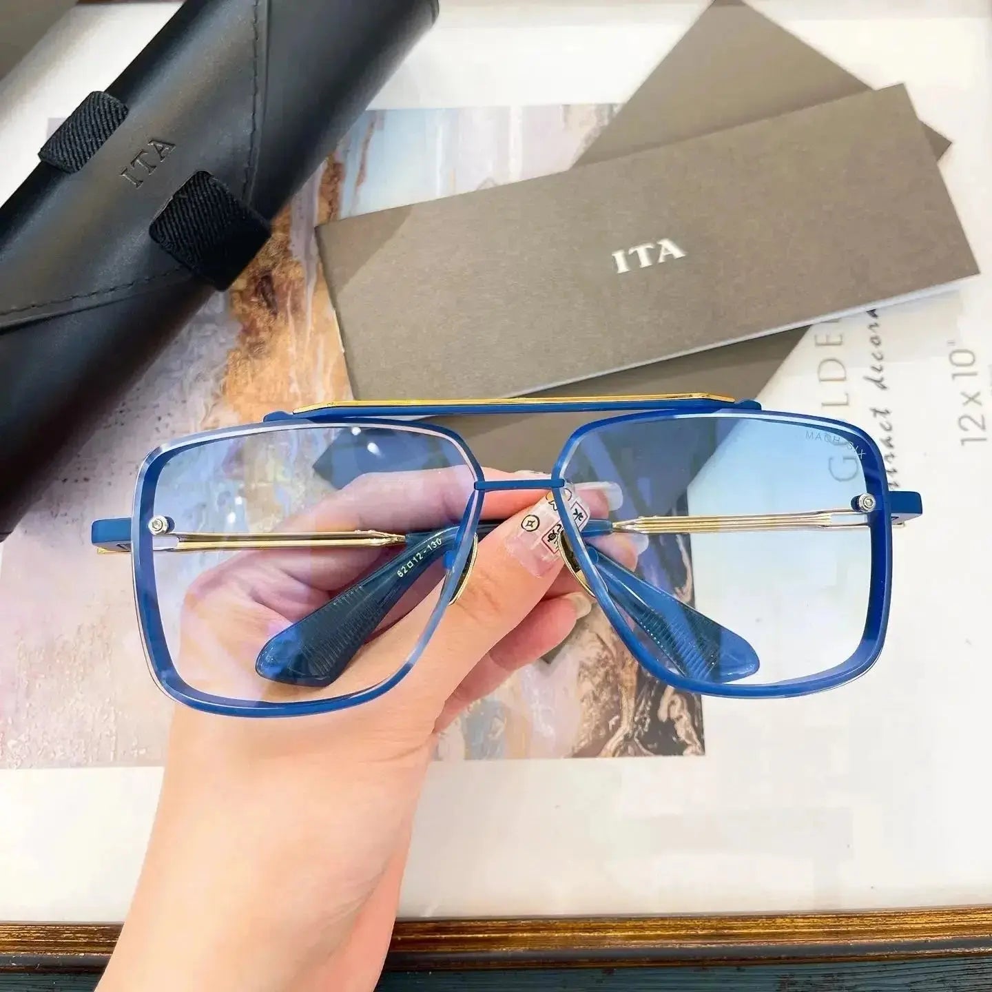 Original ADITA DTS121 MACH SIX titanium Fashion Vintage Men Sunglasses Top Quality Classic Square Luxury Women Couple Eyewear - Suncollections