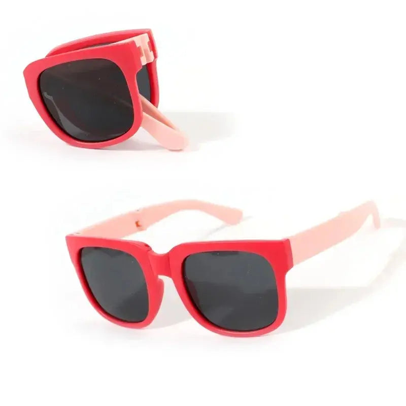 Kids Outdoor Foldable Sunglasses Baby Boys Girls Travel Goggle Shades Eyewear Vintage Square Frame UV Sun Glasses for Children - Suncollections