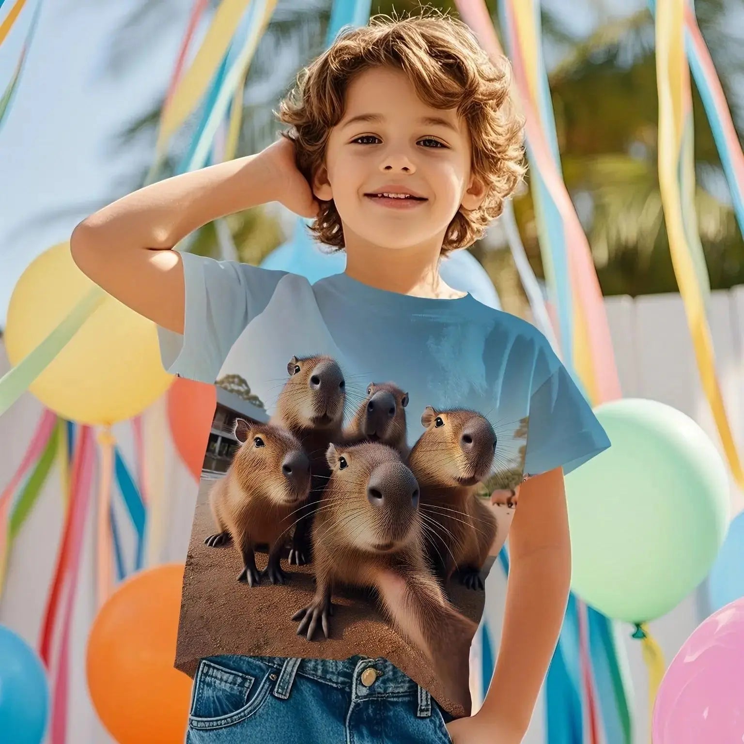 Cute Capybara Graphic Children's Clothing Boys Tshirt Summer Short Sleeve Casual Daily Kids Girls Clothes T-Shirt O-Neck Tops - Suncollections