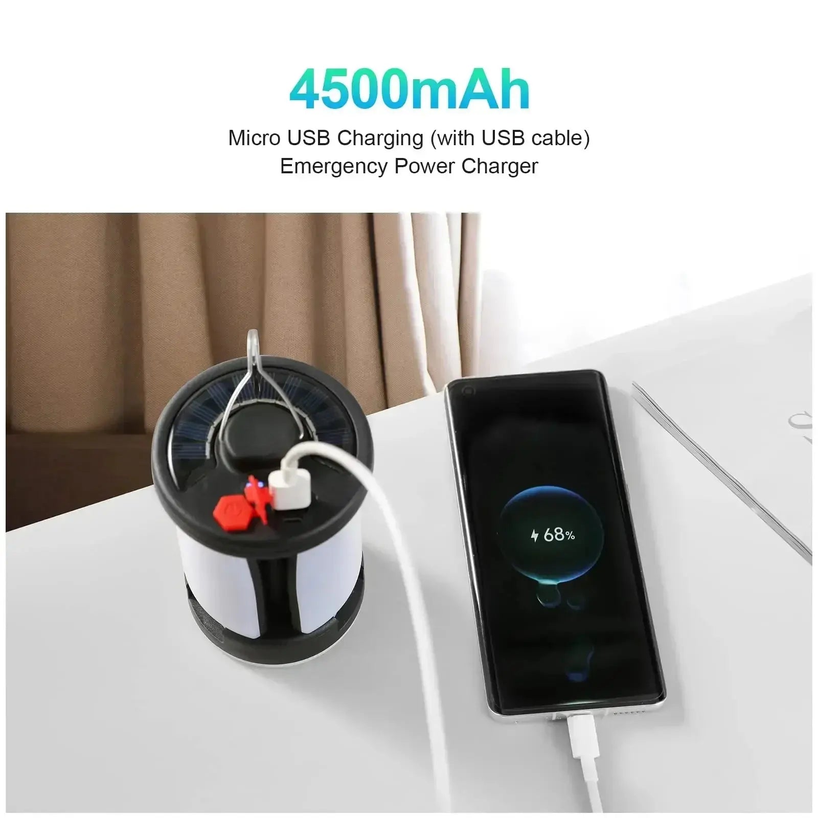 High Power Solar LED Camping Lantern Rechargeable 4500mAh 1000LM Emergency Power Bank Foldable 6 Light Modes for Camping Fishing - Suncollections