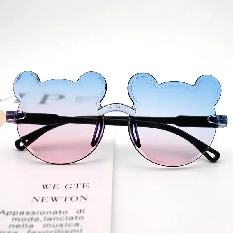 Fashionable New Outdoor Travel Skiing Sunglasses Cartoon Bear Sunglassess for Boy Girl Children Rimless Casual Sunglasses UV400 - Suncollections