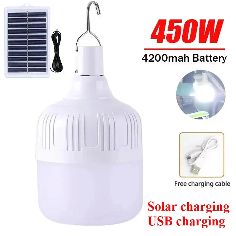 100-500W Rechargeable Portable LED Emergency Lights Outdoor Portable Lanterns Hanging Camping Energy Saving Bulb for Garden Tent - Suncollections