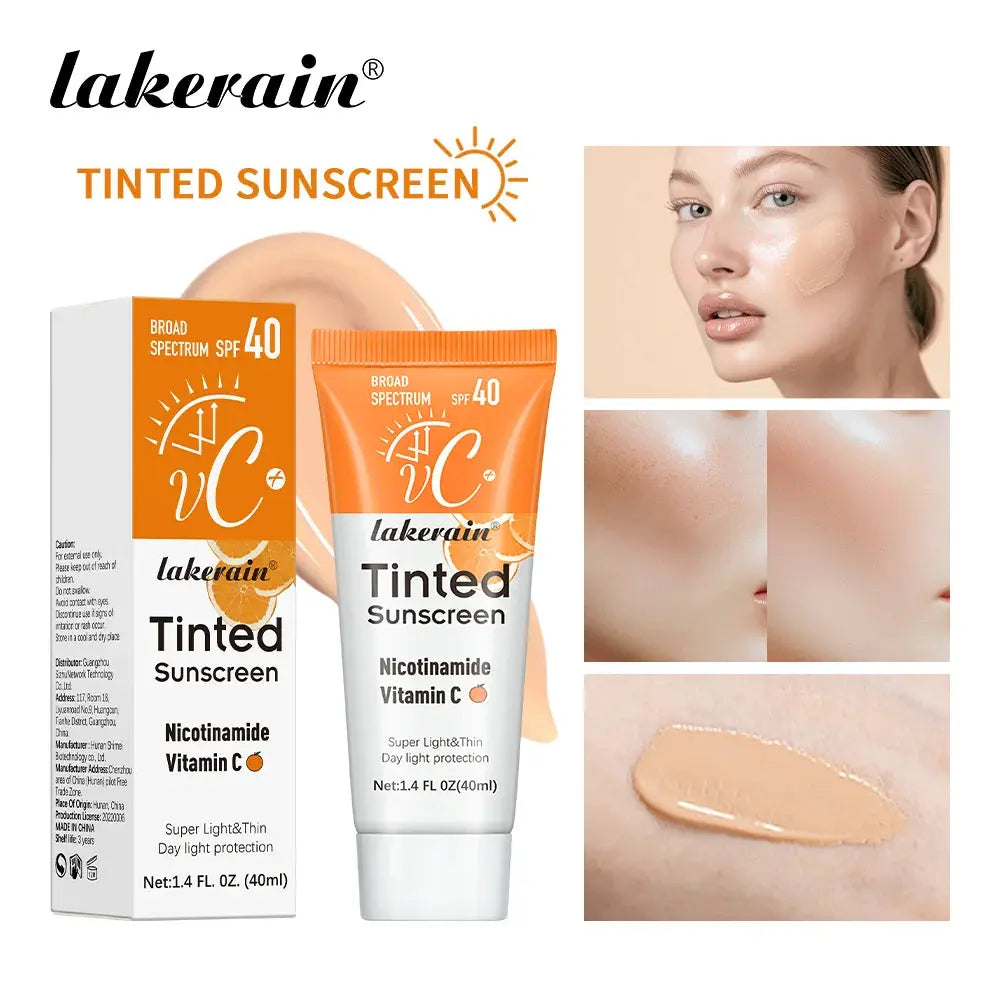 Vitamin C Tinted Sunscreen With SPF 40 Hydrating Mineral Sunscreen With Zinc Oxide & Titanium UV Protectio Dioxide Healthy Glow - Suncollections