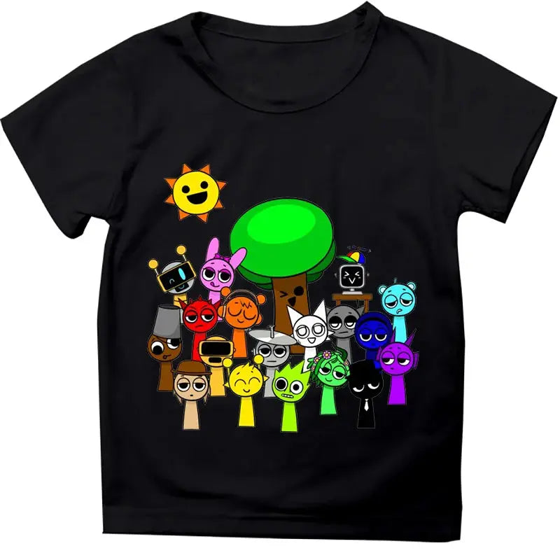 Funny Sprunki T-shirts Boys Girls Summer Short Sleeve Tees Kids Cartoon Incredibox Game Tshirt Sprunki Children Clothing Tops - Suncollections