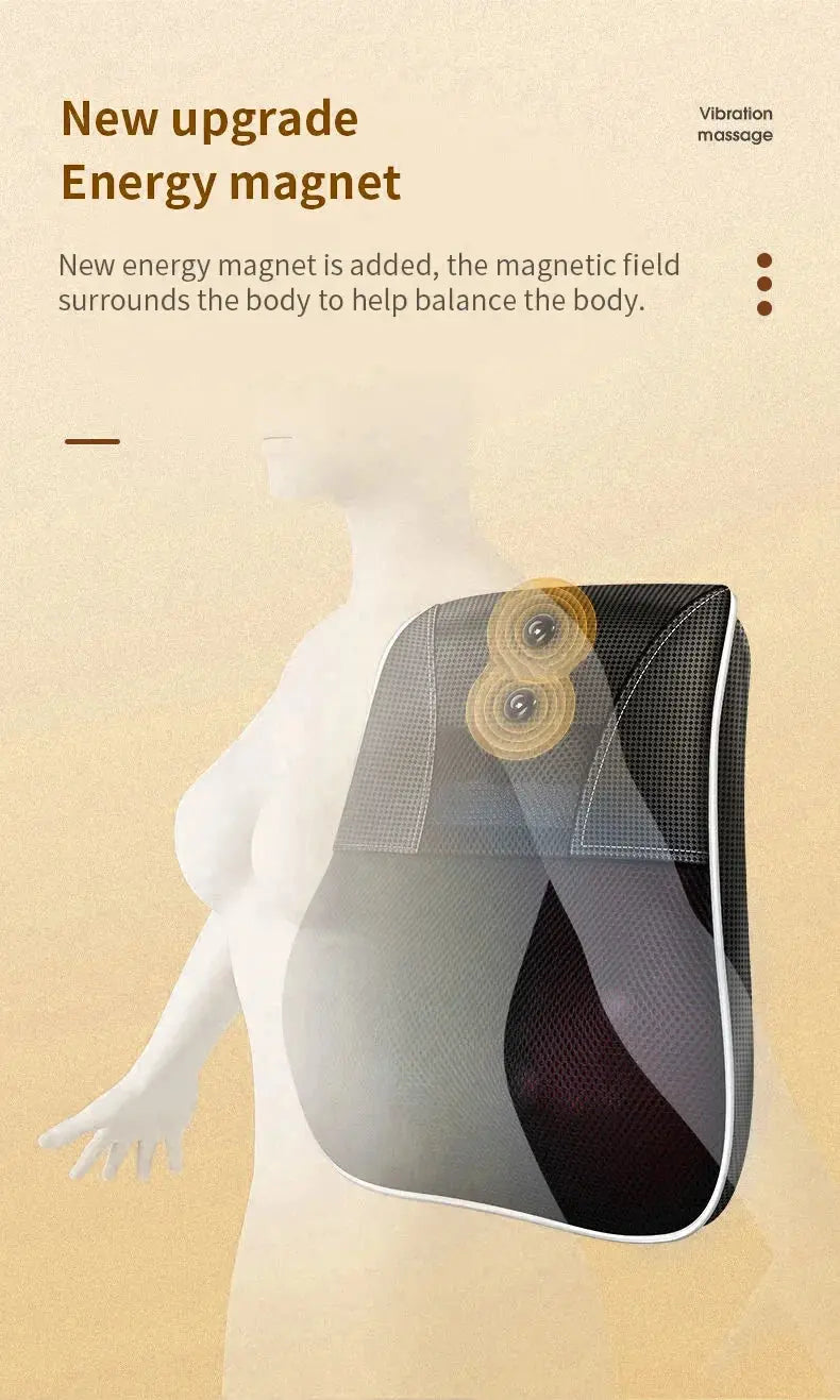 Electric Massage Neck Pillow Shiatsu Head Cervical Airbag Traction Body Back Waist Massager Car with Heating Vibrating Massage - Suncollections