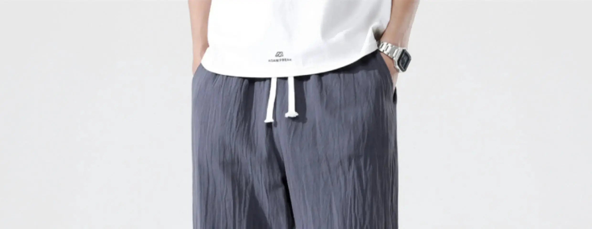 M-5XL 100% Cotton Cropped Pants Men's Summer Thin Pants Casual Beach Pants Men's Straight Leg Home Pants Suncollections