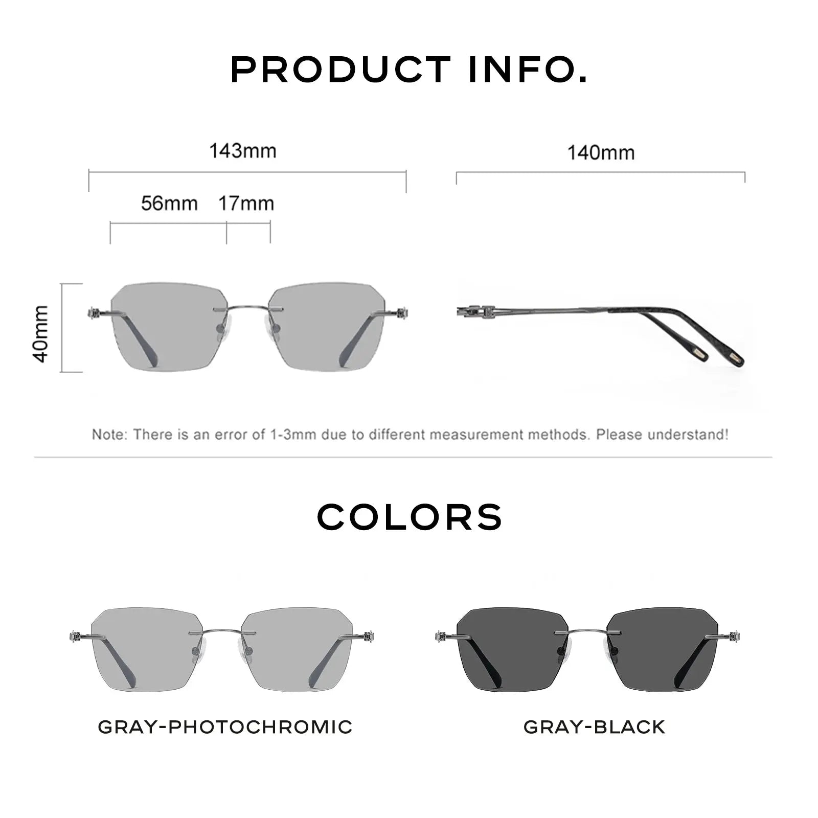 CAPONI Sunglasses Men Polarized Outdoor Ultra Light Pure Titanium Black Sunglasses Original Designer Photochromic Shade BS23503 - Suncollections
