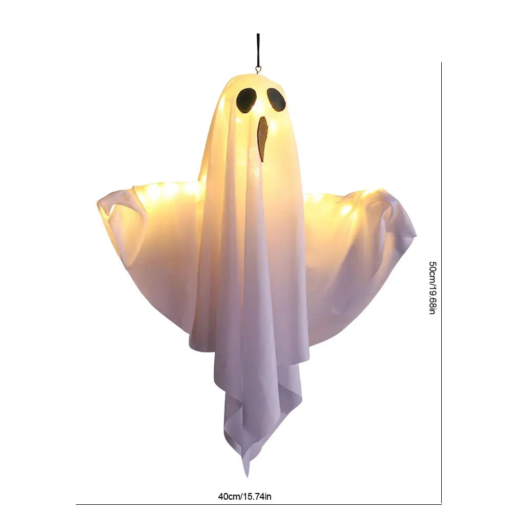Halloween Glowing White Ghost LED Hanging Ghosts Horror Props with Fairy Light Indoor Outdoor Haunted House Halloween Decoration Suncollections