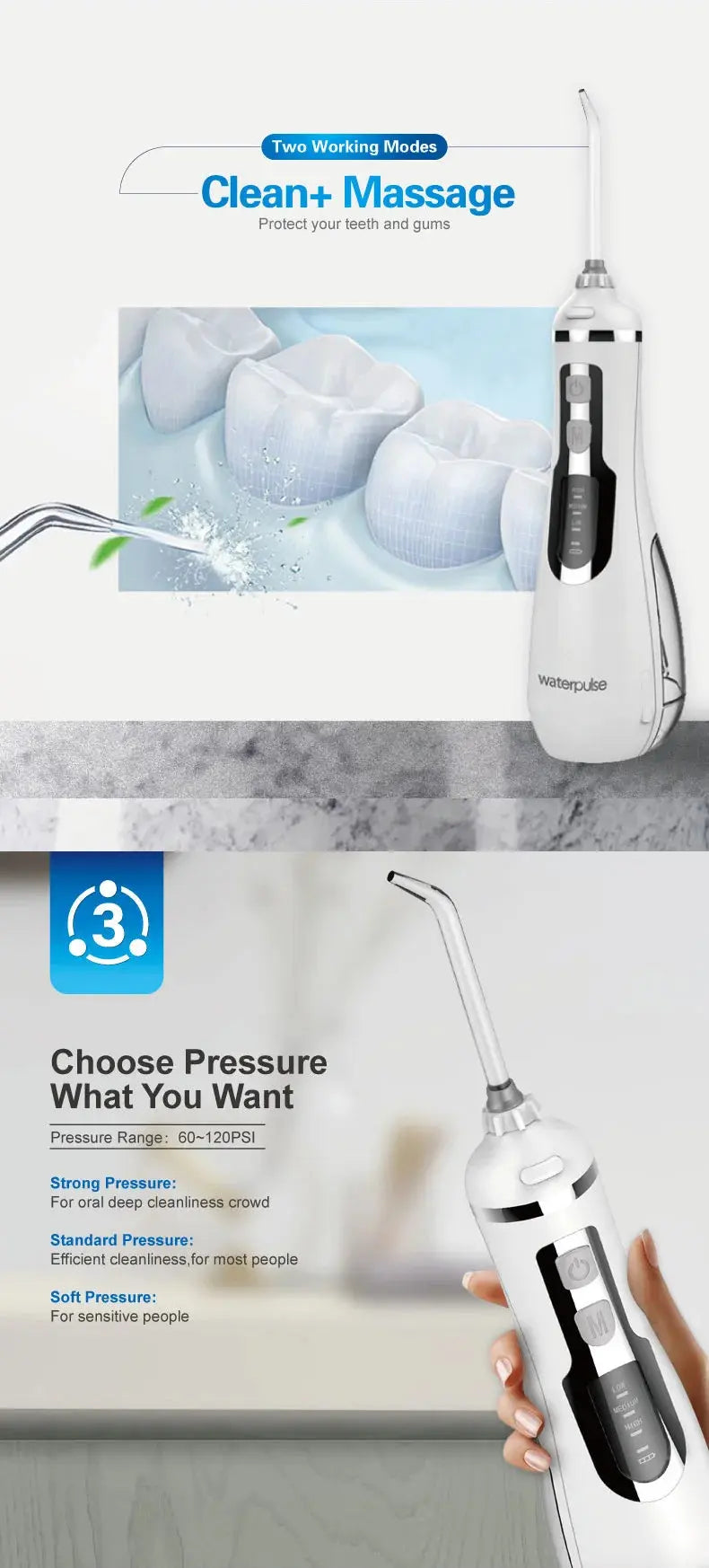 Waterpulse V500 Portable Oral Irrigator Dental Water Jet Flosser - Suncollections