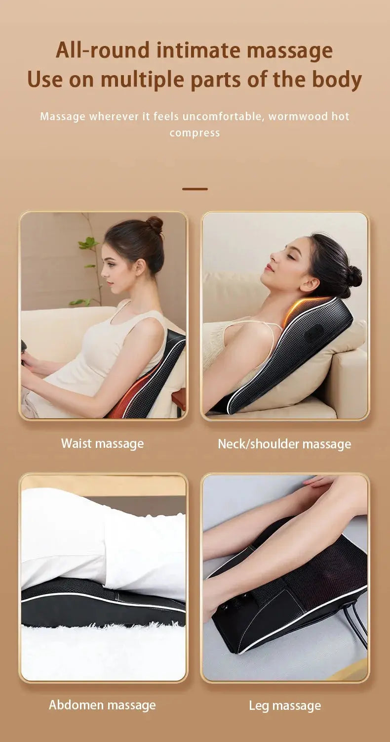 Electric Massage Neck Pillow Shiatsu Head Cervical Airbag Traction Body Back Waist Massager Car with Heating Vibrating Massage - Suncollections