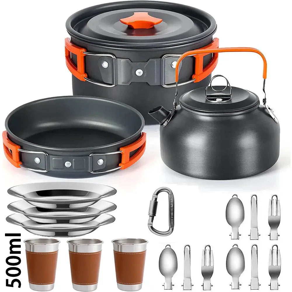 Camping Cooking set Camping Cookware Travel Tableware Outdoor Picnic Set Teapot For 2-3 Peaple Non-stick pots assorted sets - Suncollections
