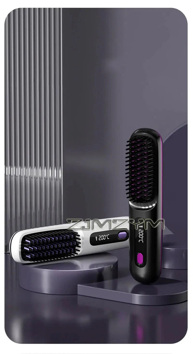 Wireless Hair Straighter Portable Flat Hair Straightener With LCD Screen Digital Display Straight & Curly Hair Hairdressing Tool Suncollections