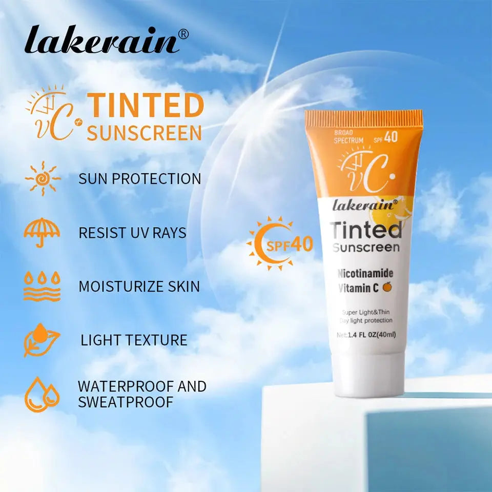 Vitamin C Tinted Sunscreen With SPF 40 Hydrating Mineral Sunscreen With Zinc Oxide & Titanium UV Protectio Dioxide Healthy Glow - Suncollections