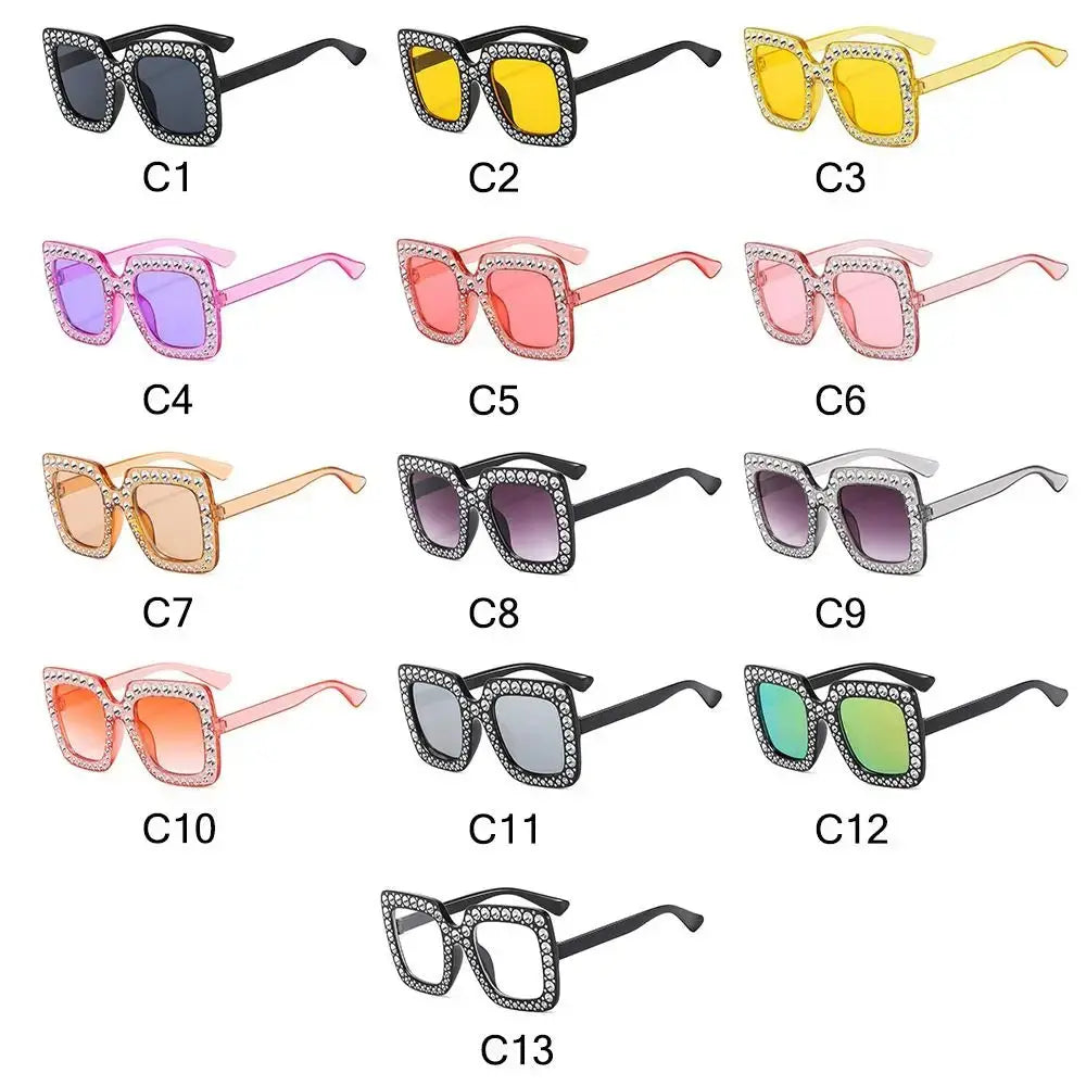 Luxury Children Fashion Sunglasses For Boys Girls Kids Sparkling Rhinestone Stylish Goggles Square Sun Glasses Decorative UV400 - Suncollections