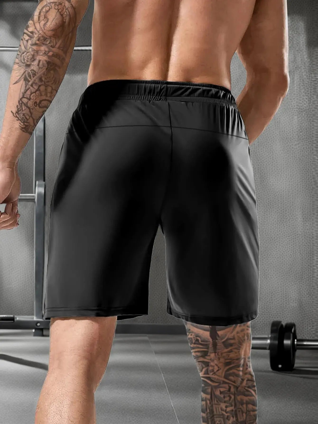 Men's solid color shorts, with zipper pockets, casual elastic drawstring shorts with a loose waist and high elasticity, suitable Suncollections