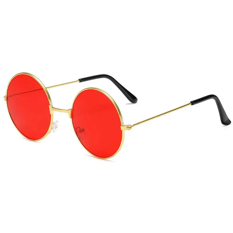 Retro Hippie Round Metal Frame Sunglasses Fashion Small Circle Sun Glasses Disco Party Candy Color Lens Eyewear for Women Men - Suncollections