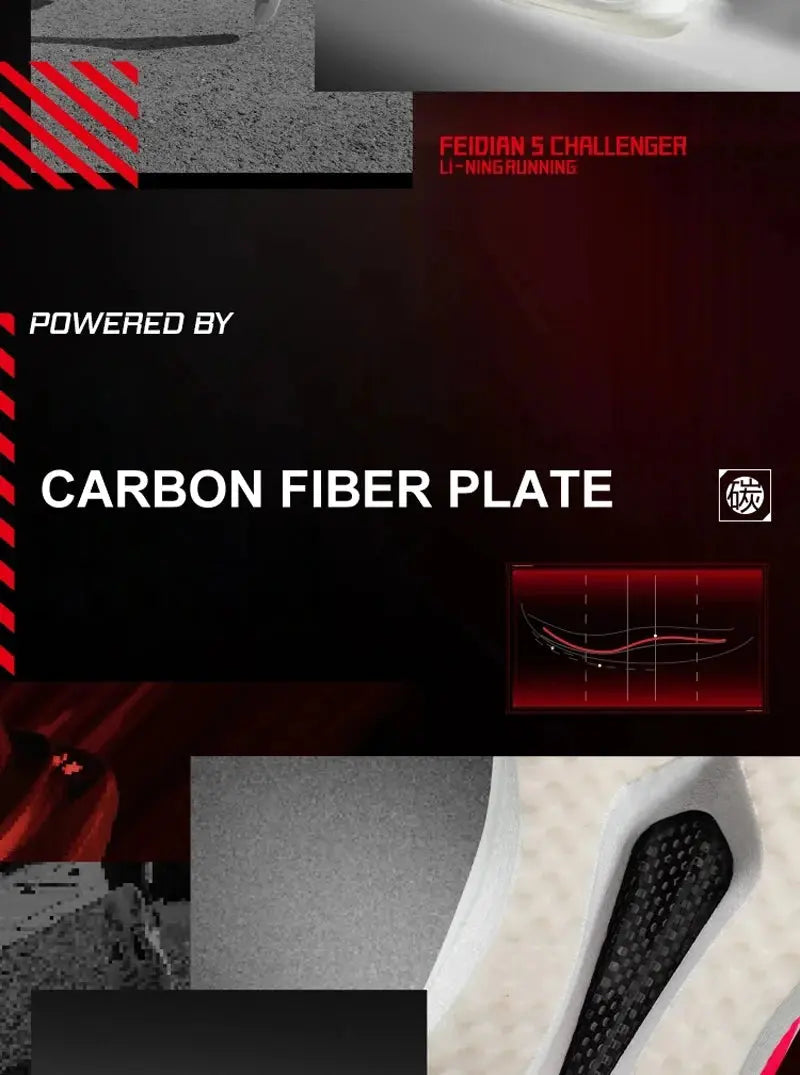 Li-Ning Men FEIDIAN 5 CHALLENGER Racing Running Shoes SUPER BOOM Cushion CARBON-FIBER PLATE Anti-Slippery Sport Sneakers ARMV001 Suncollections