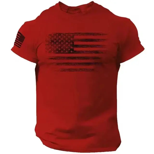 Men's T Shirt Gym 3d Print USA Flag Casual O Neck Short Sleeved Tops Tees Sportswear Street Pullover Outdoor Oversized Clothing - Suncollections