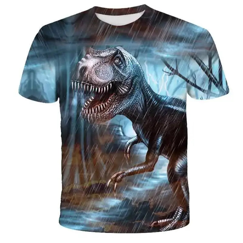 2024 Child Boys Girls Dinosaur T-shirts Summer Short Sleeve Boy Clothes Causal T Shirt Tops Tee Children's clothing 3-14 year - Suncollections