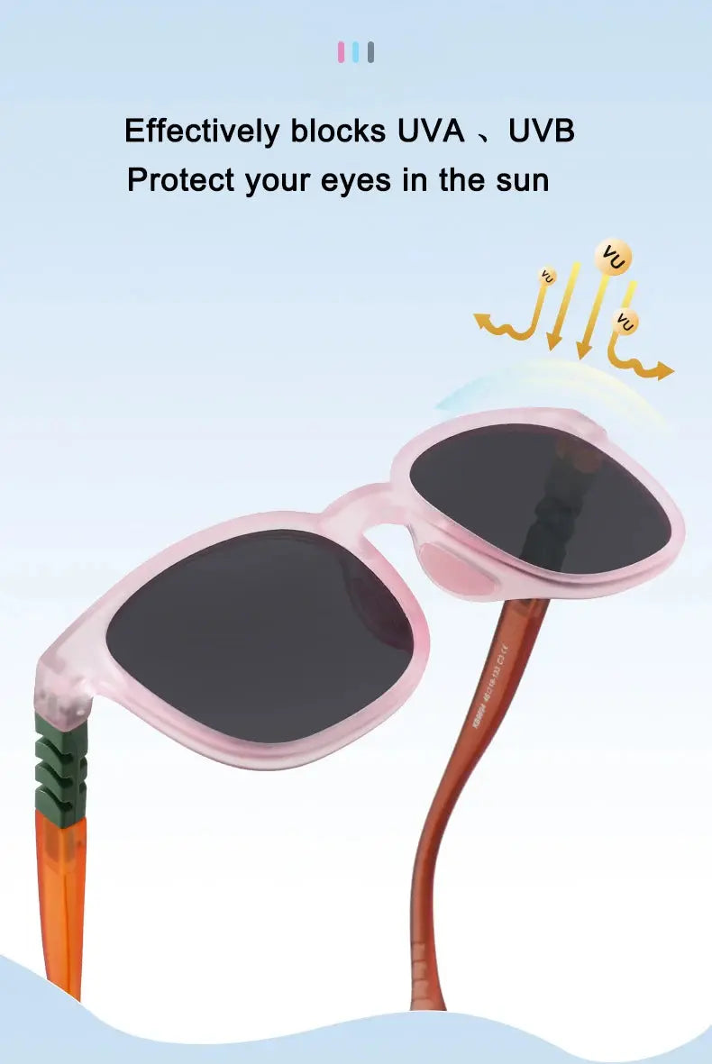 Fashion Silicone Square Sunglasses Contrasting Colours Jelly Colorful Frame Polarized Lens UV400 Boys Girls Age 3-12 - Suncollections