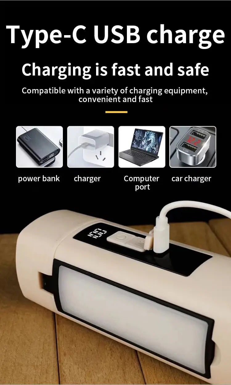 Folding Outdoor Camping Light Portable Rechargeable Hanging Tent Hanging Lantern with Battery Display Emergency Car Outdoor Lamp - Suncollections