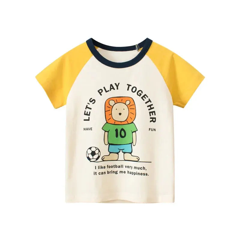 Children Short Sleeve T-shirts Korean Version Kids Clothing Boy Baby Cotton Tees 2-9 Years Summer Cartoon Tops - Suncollections