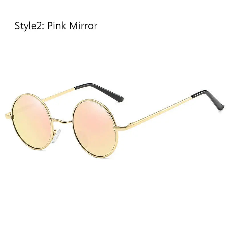 Retro Vintage Round Polarized Sunglasses Men Brand Designer Sun Glasses Women Alloy Metal Frame Black Lens Eyewear Driving UV400 - Suncollections