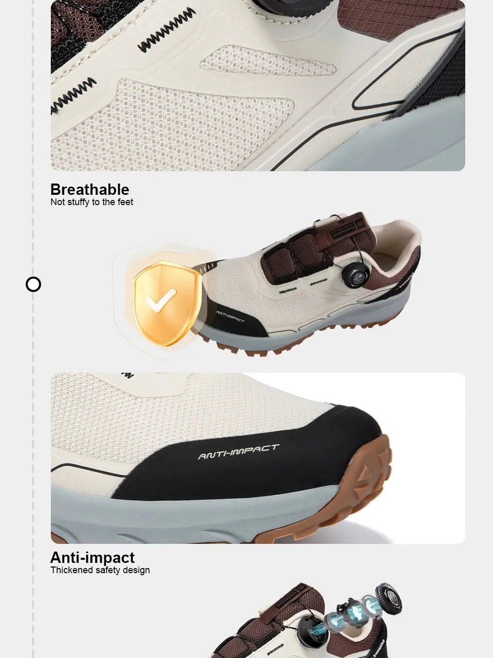 Baasploa New Men Outdoor Sneakers Mesh Breathable Rotating Button Hiking Shoes Male Comfort Rubber Sole Non-Slip Walking Shoes Suncollections