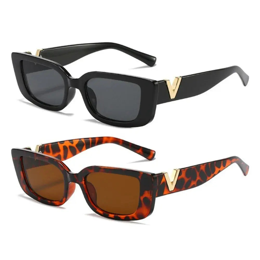 Retro Rectangle Sunglasses Women/Men Unisex with Fashion V-shaped Foots Outdoor Sunshade - Suncollections