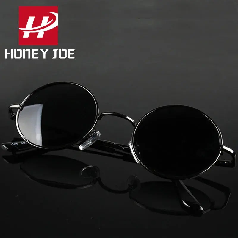 Retro Vintage Round Polarized Sunglasses Men Brand Designer Sun Glasses Women Alloy Metal Frame Black Lens Eyewear Driving UV400 - Suncollections