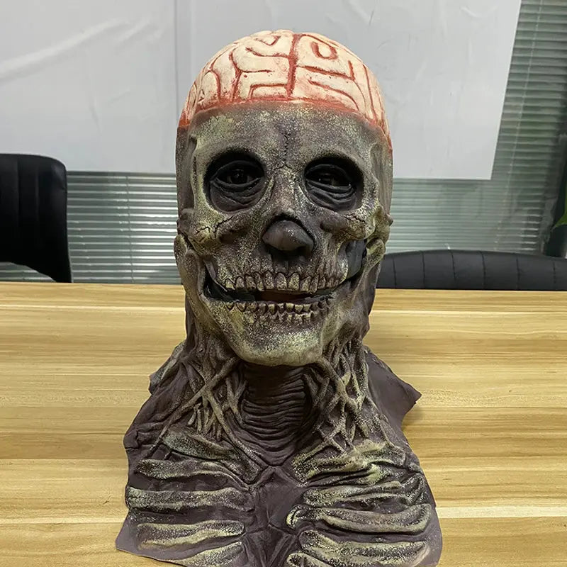 Full Head Skeleton Headgear Halloween Scary Mask Head Realistic Latex Mask for Cosplay horror Party Costume haunted house props Suncollections