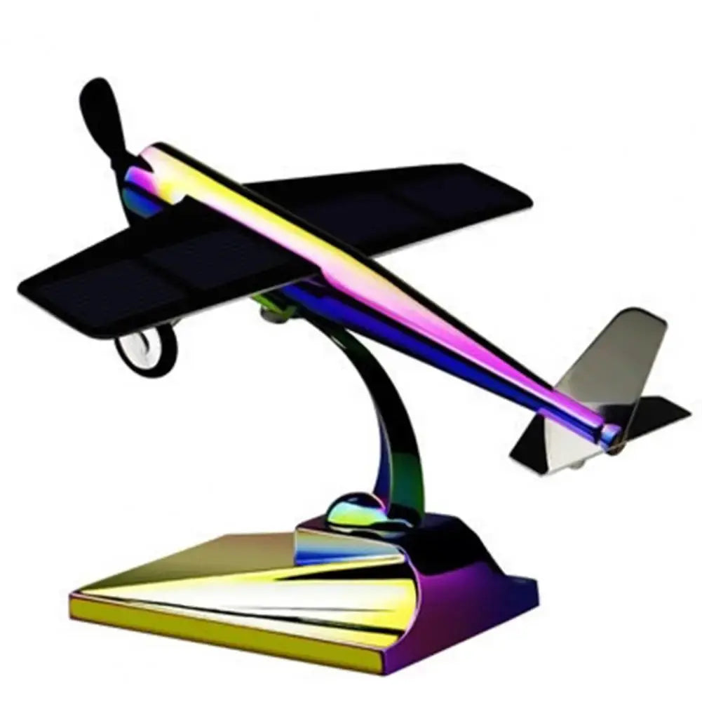 Aircraft Model with Propeller Solar Powered Sunlight Resistant Miniature Plane Model Car Ornament for Vehicle - Suncollections