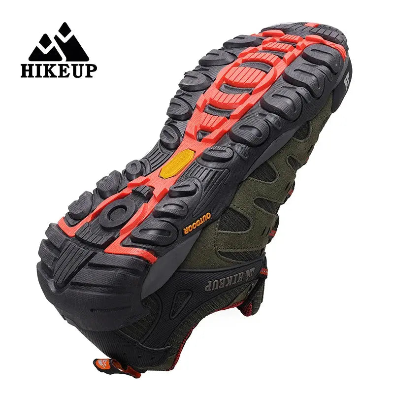 HIKEUP Men's Hiking Shoes Suede Leather Outdoor Shoes Wear-resistant Men Trekking Walking Hunting Tactical Sneakers Suncollections