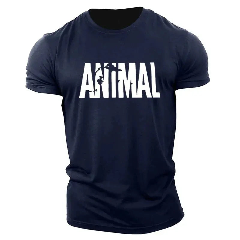 Animal Letter Minimalist Style Fashion Men's T-shirts Short Sleeve O-Neck Sportswear Oversized Gym Tops Street Men Women T Shirt Suncollections
