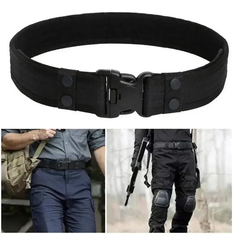 1pcs Army Style Combat Belt Quick Release Tactical Belt Fashionable Easy and Comfortable Men's Canvas Belt Outdoor Waist Trainer - Suncollections