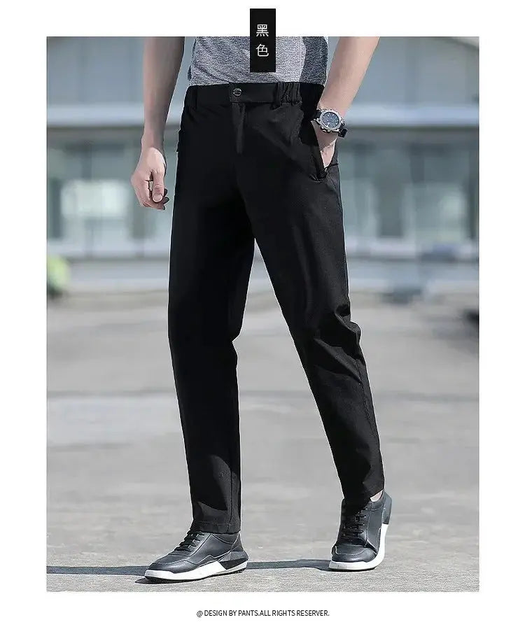 Ice Silk Men's Summer Pants Elastic Waist Straight Leg Trouser Male Quick Dry Big Size Large Plus Stretch 6XL 7XL Work Outdoor Suncollections