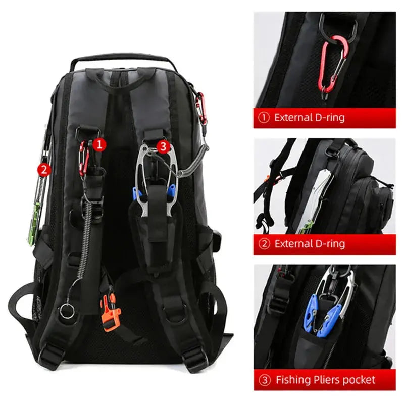 Fishing Lure Bag Men Waterproof Molle Fishing Rod Box Backpack Multi-functional Outdoor Travel Hiking Camping Shoulder Backpack - Suncollections