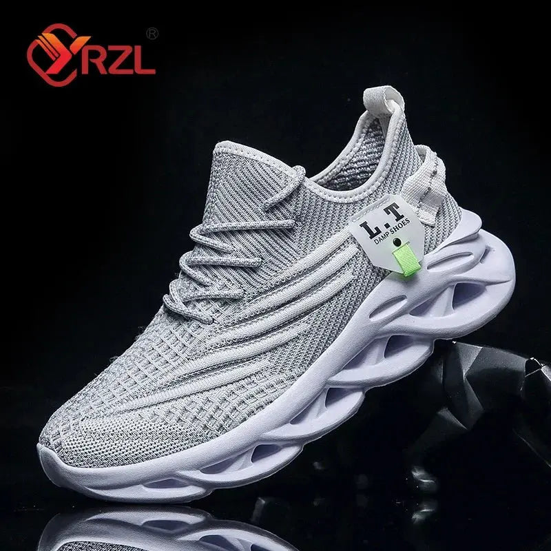 YRZL Men Sports Running Black Jogging Shoes Casual Sneakers Outdoor Breathable Mesh Women Light Shock-absorption Black Tennis Suncollections