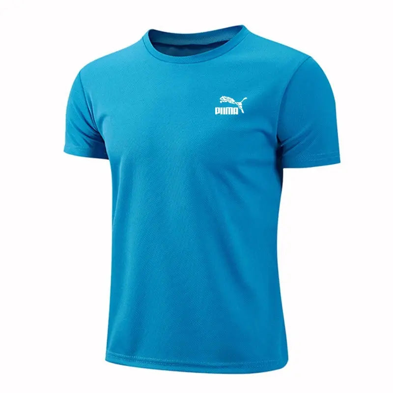 Men's Casual T-shirts Summer Quick Dry Breathable Round Neck Short Sleeve Elastic Outdoor Training Hiking Run T-shirts - Suncollections