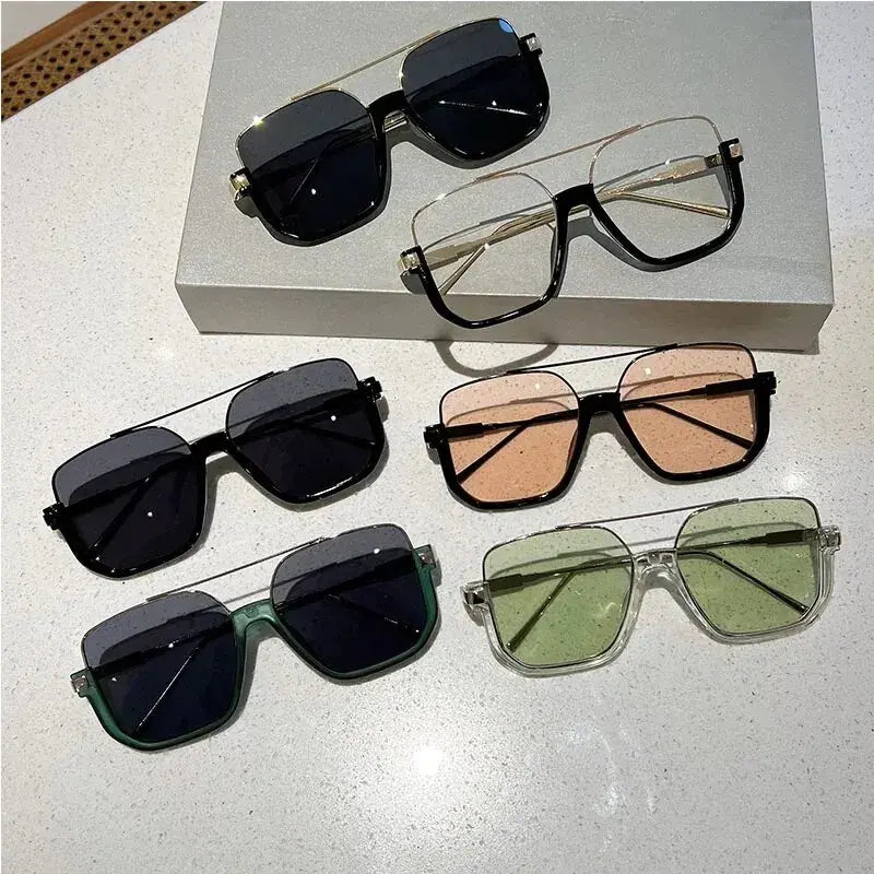 KAMMPT Retro Pilot Sunglasses Fashion Men Women Square Driving UV400 Shades New Trendy Original Brand Design Hiking Sun Glasses - Suncollections