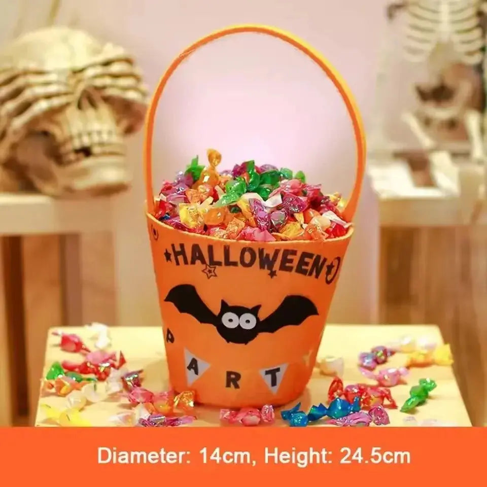Halloween Theme Candy Bucket Bag Portable Candy Basket Kids Trick or Treat Bucket Halloween Party Decoration Supplies Suncollections