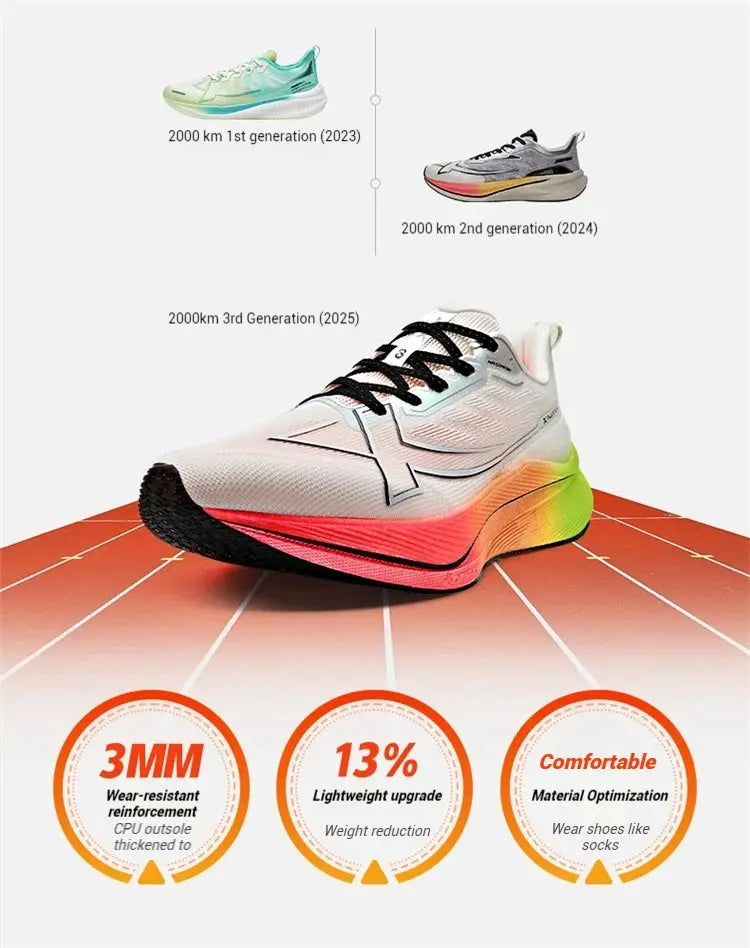Xtep Men's Running Shoes 2000km 3.0 2025 Spring Lightweight Cushioned Wear-Resistant Training Jogging Sneakers 875119110032 Suncollections