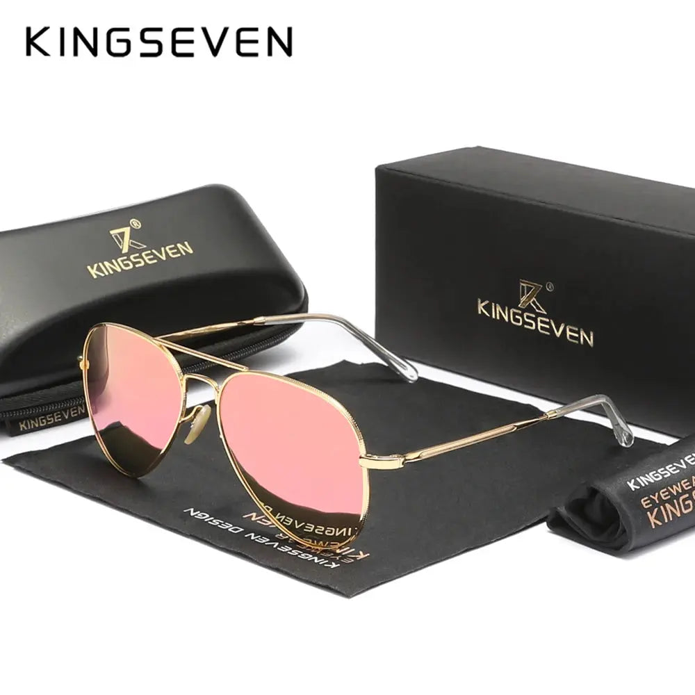 KINGSEVEN Pilot Alloy Men‘s Sunglasses Polarization UV400 Anti-reflection Full Frame Parsnip Glasses Women Retro Luxury Eyewear - Suncollections