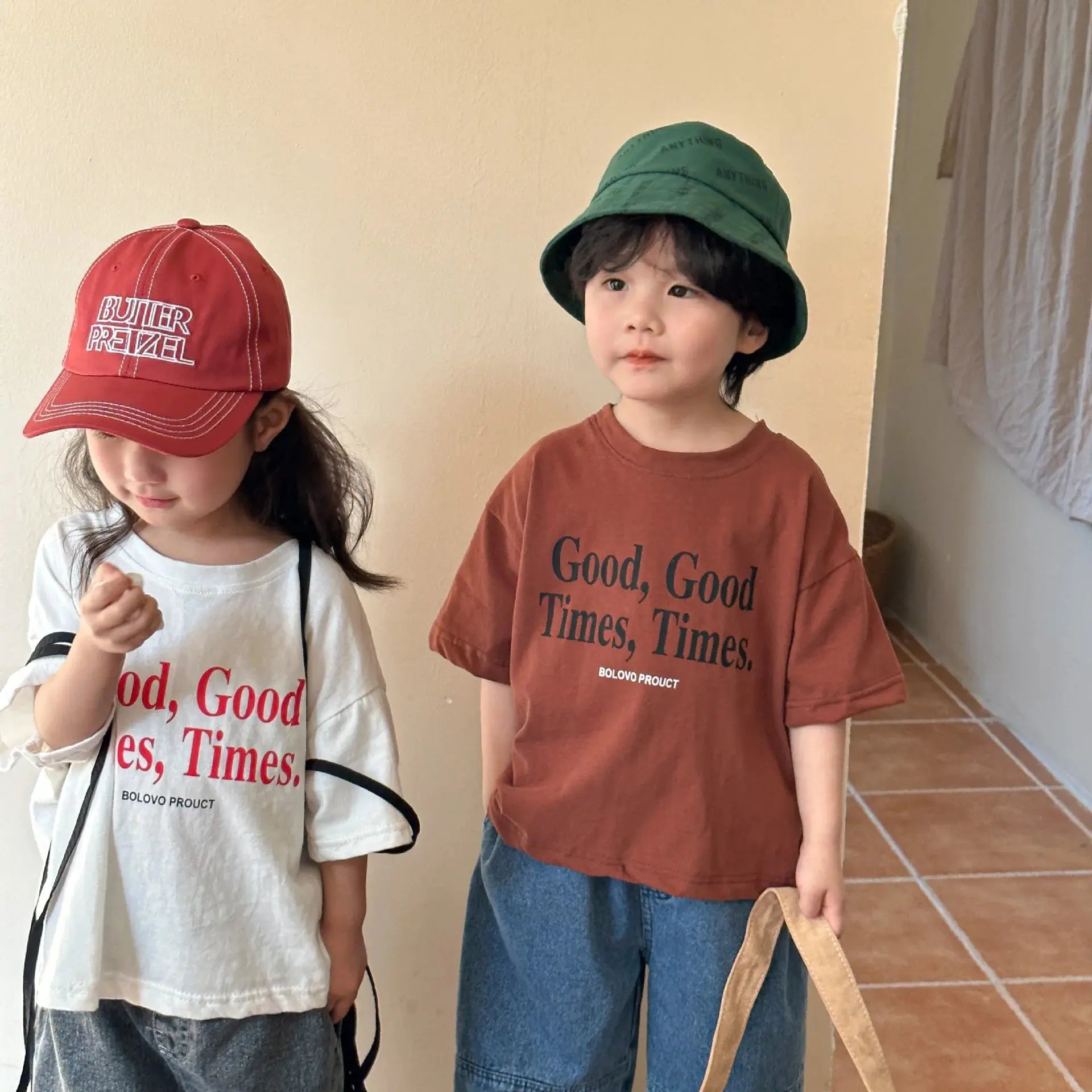 2024 Summer Fashion Loose Girl Children Letter Print T-shirt Boy Baby Cotton Short Sleeve Tees Kid Casual Tops Toddler Clothes - Suncollections