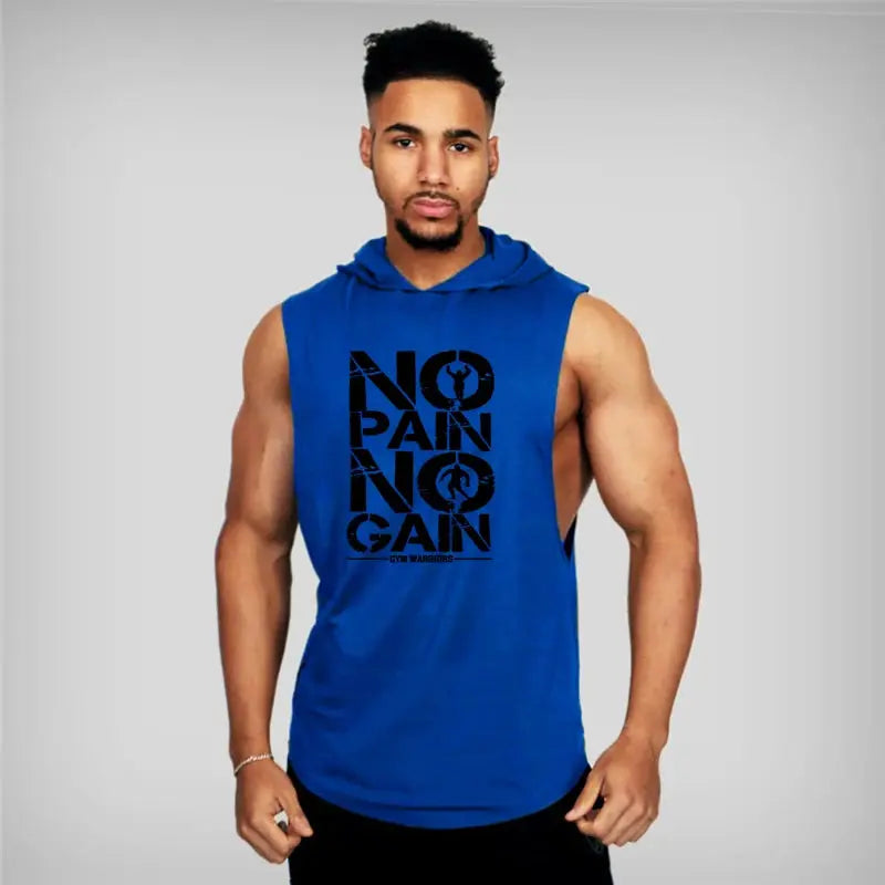 Mens Bodybuilding Sleeveless Hooded Shirts Summer Breathable Loose Cotton Hip Hop Tank Tops Gym Workout Fitness Muscle Hoodie Suncollections