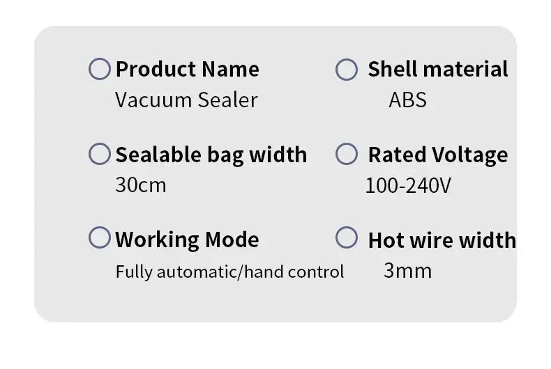 Electric Vacuum Sealer Built-in Cutter Kitchen Food Storage Seal Touch Button Dry/Wet Food Sealing Packaging Strips 10 Bags Suncollections