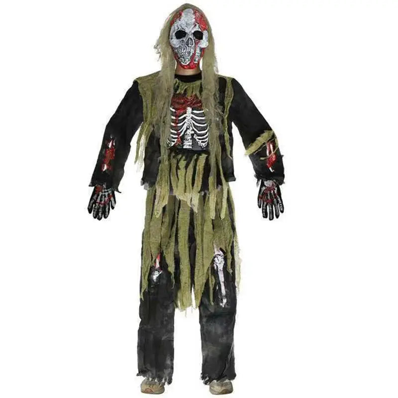2025 New Arrival Scary Boy Burning Creepy Dead Halloween Fancy Dress Up Kids Skeleton Zombie Costume Suncollections