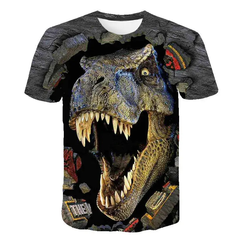 2024 Child Boys Girls Dinosaur T-shirts Summer Short Sleeve Boy Clothes Causal T Shirt Tops Tee Children's clothing 3-14 year - Suncollections