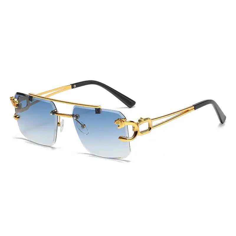 Fashion Rimless Square Double Bridge Sun Glasses Vintage Women Men Sunglasses UV400 - Suncollections