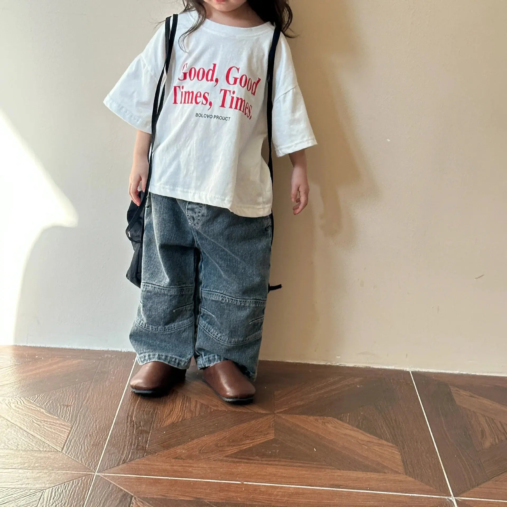 2024 Summer Fashion Loose Girl Children Letter Print T-shirt Boy Baby Cotton Short Sleeve Tees Kid Casual Tops Toddler Clothes - Suncollections